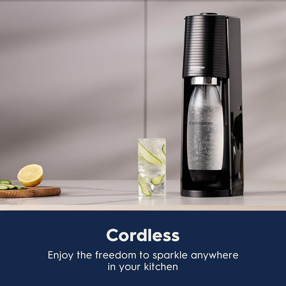 SodaStream Terra Sparkling Water Maker Bundle (Black), with CO2, DWS Bottles, and Bubly Drops Flavors: Home & Kitchen