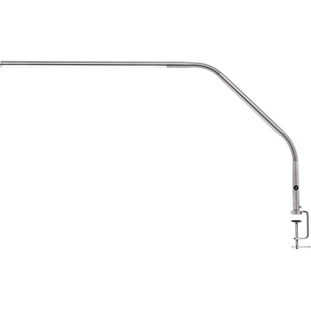 Daylight Company, LLC U35108 Slimline 3 Table Lamp-LED-80 CRI-Eye Care-4 Brightness Levels, 3,000 LUX at 30 cm, 1,065 LUMENS-4 Step DIMMER Mode, Brushed Steel, 25.6 x 30 x .8 -