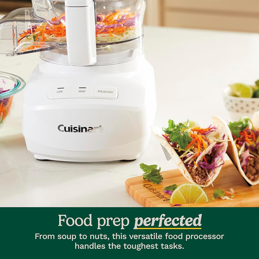 Cuisinart 9-Cup Continuous Feed Food Processor with Fine and Medium Reversible Shredding and Slicing Disc, Universal Blade, Continuous-Feed Attachment, and In-Bowl Storage (White): Home & Kitchen