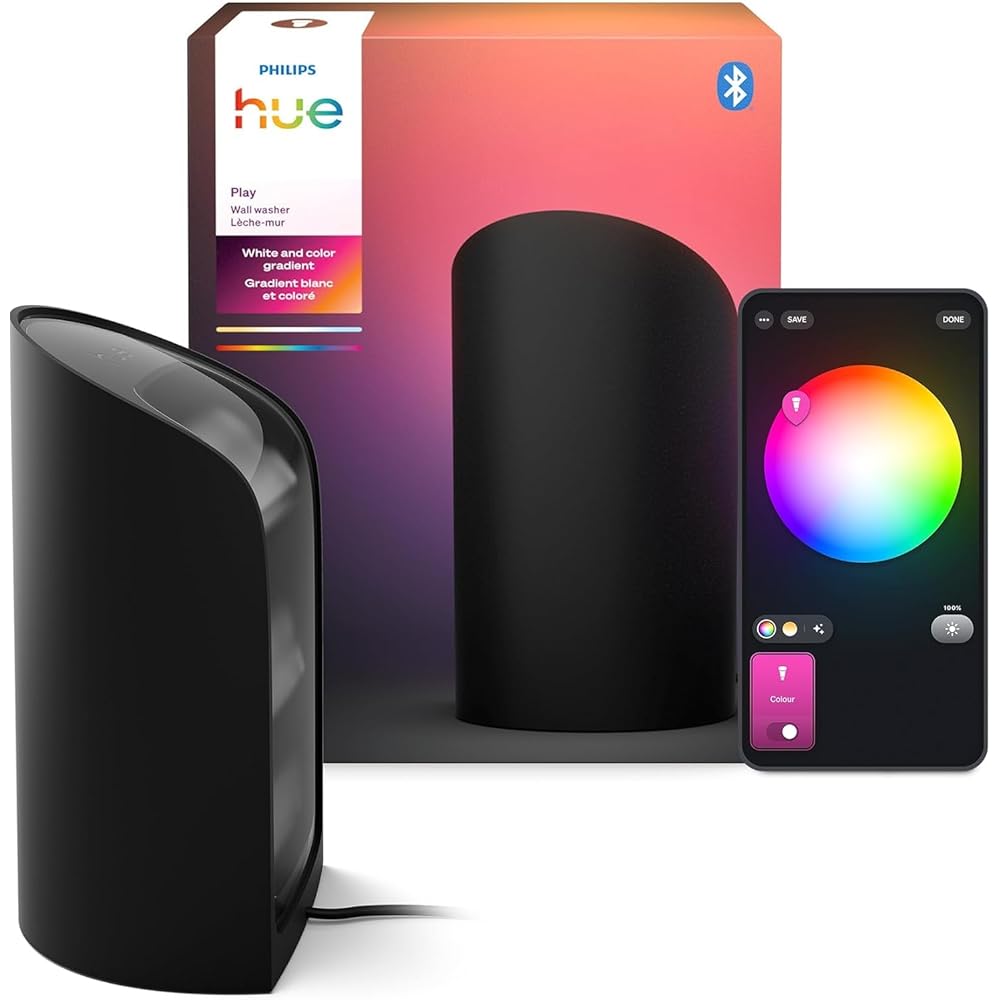 Philips Hue Play Smart Wall Washer Black, White & Color Light with ColorCast Technology, Bluetooth Compatible, Voice Control with Alexa, Apple Home & Google Assistant -