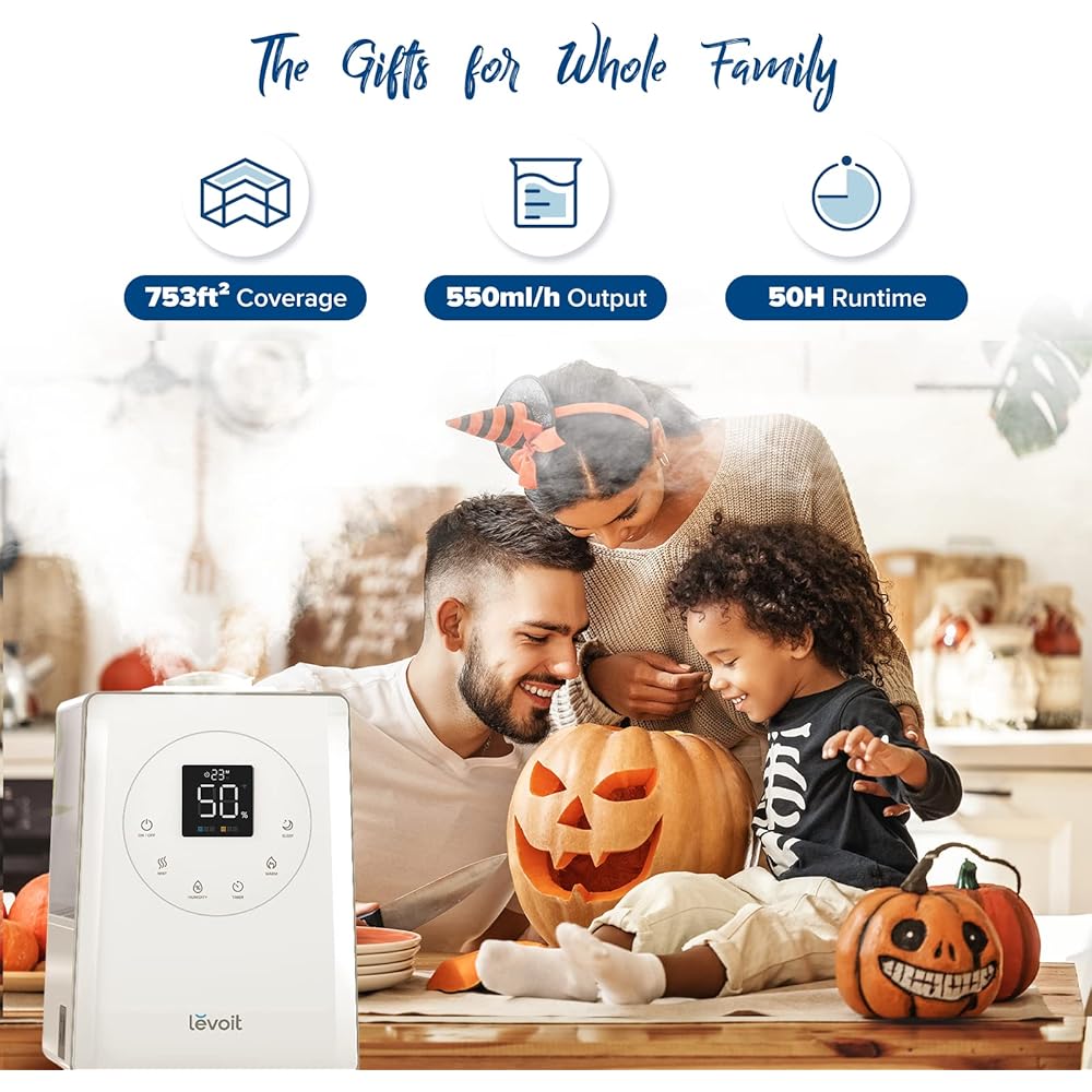 LEVOIT LV600S Smart Warm and Cool Mist Humidifiers for Home Bedroom Large Room, (6L) 753ft² Coverage, Quickly & Evenly Humidify Whole House, Easy Top Fill, App & Voice Control - Quiet Sleep Mode