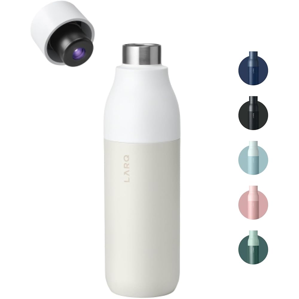 LARQ Bottle PureVis 25 oz - Self-Cleaning and Insulated Stainless Steel Water Bottle with UV Water Purifier and Award-winning Design | Reusable & Travel Friendly, Granite White : Sports & Outdoors