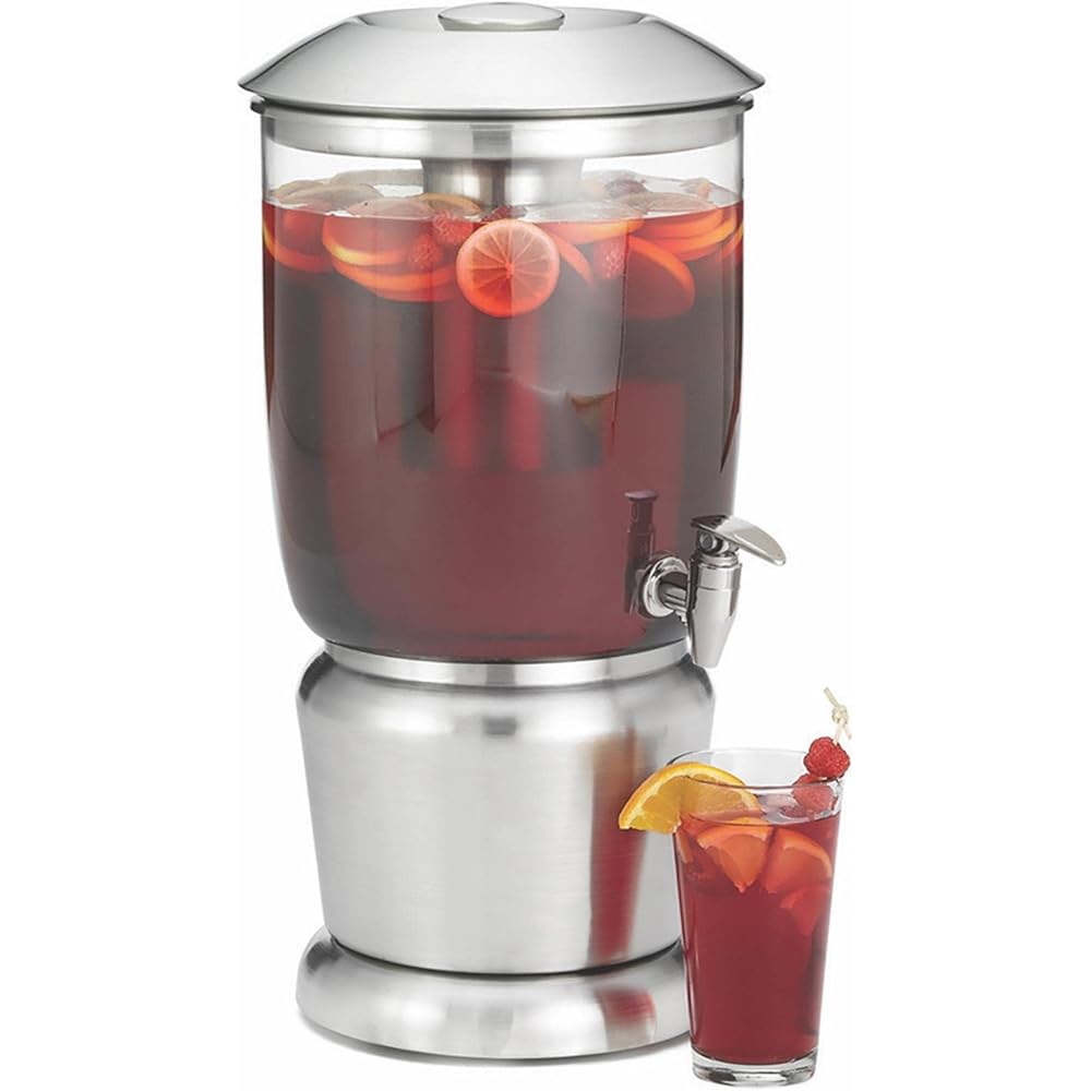 TableCraft 75 Upscale 2.5 Gallon Drink Dispenser with Fruit Infuser & Stand, Tritan & Brushed Stainless Steel, Cold Beverage Dispenser for Catering and Home Use : Home & Kitchen