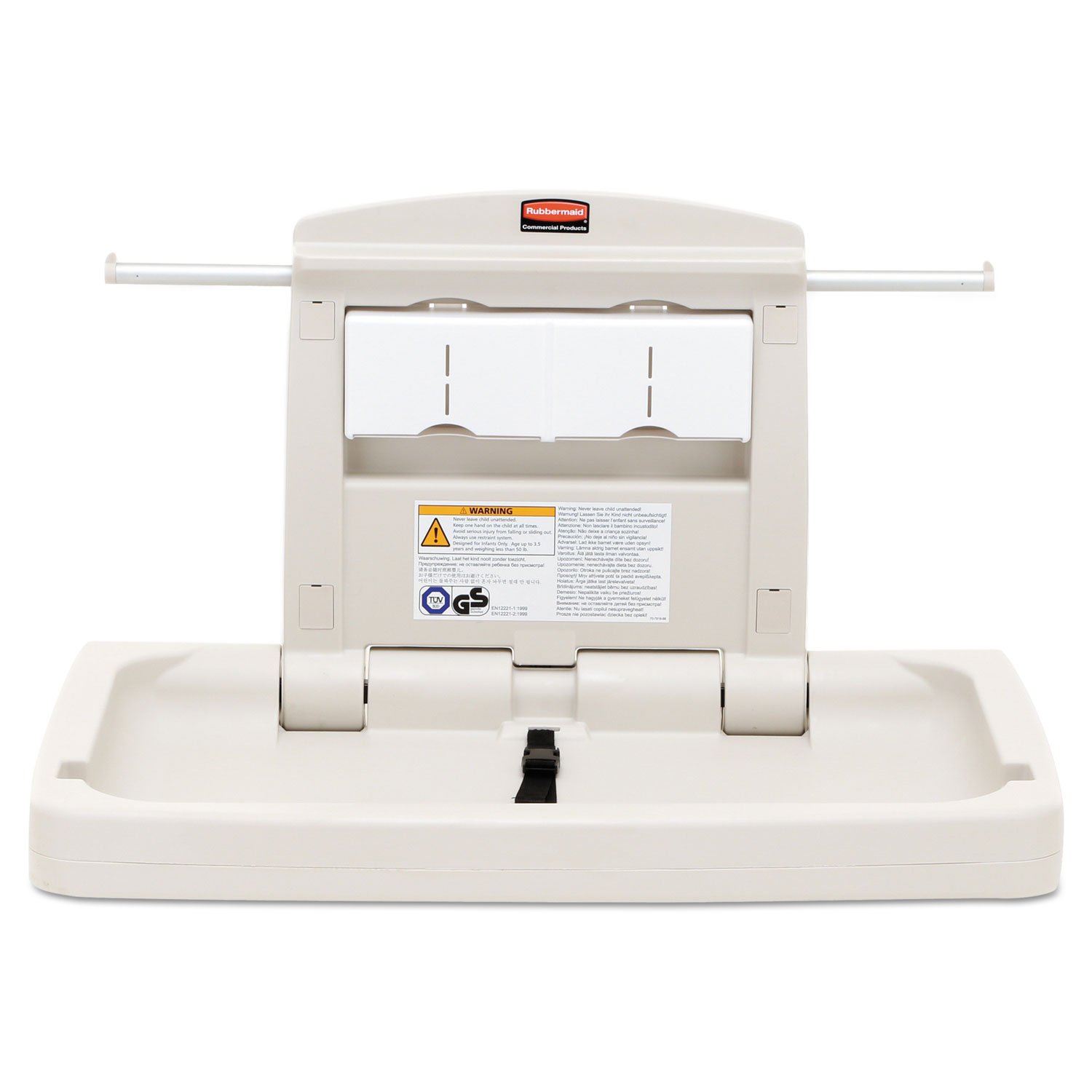 Rubbermaid Commercial Products Horizontal Baby Changing Station, Light Platinum, Wall-Mounted Fold-Down Diaper Change Table with Safety Straps for Restaurants/Hotels/Schools/Airports : Baby