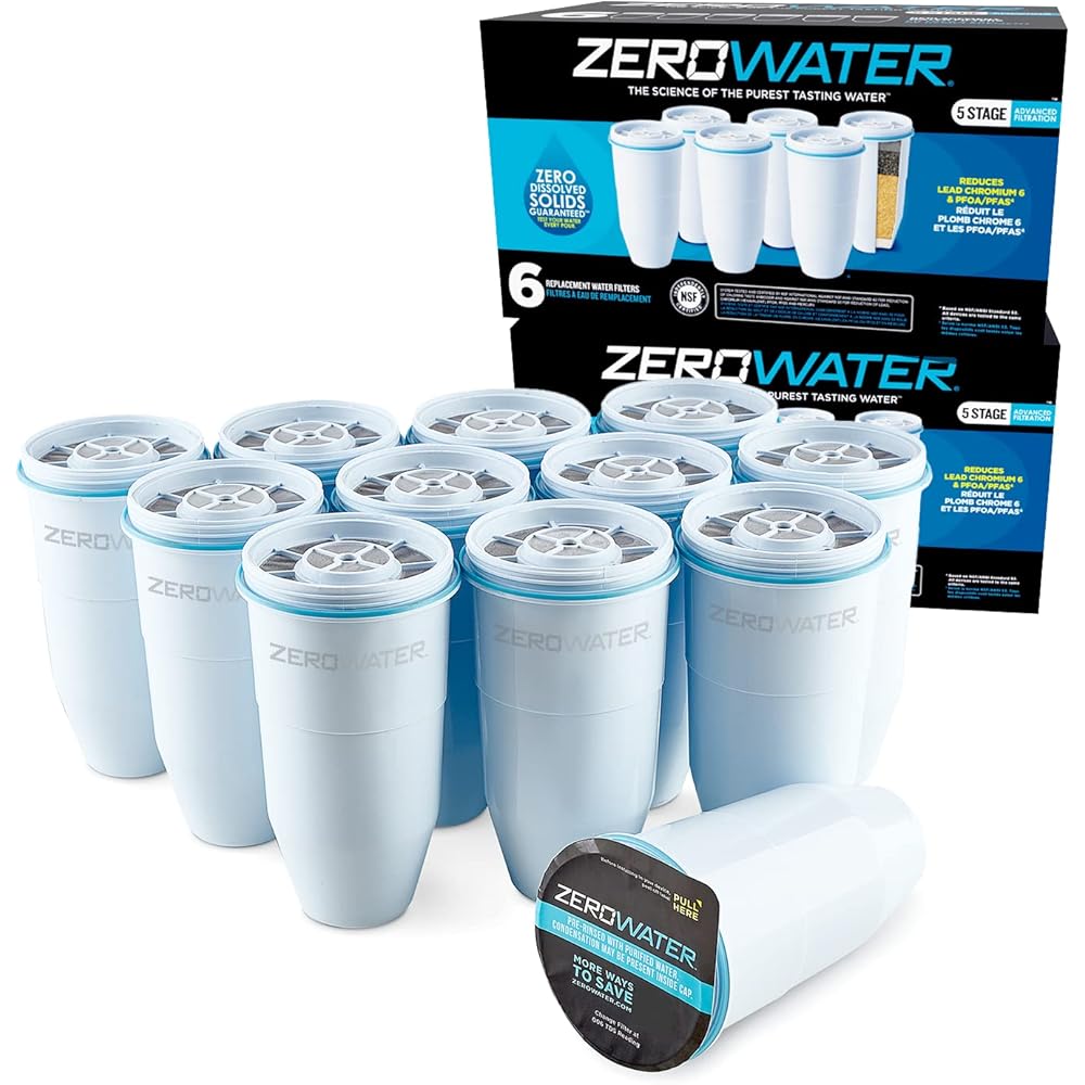 ZeroWater Official Replacement Filter - 5-Stage 0 TDS Filter Replacement - System IAPMO Certified to Reduce Lead, Chromium, and PFOA/PFOS, 12-Pack: Replacement Undersink Water Filtration Filters: Tools & Home Improvement