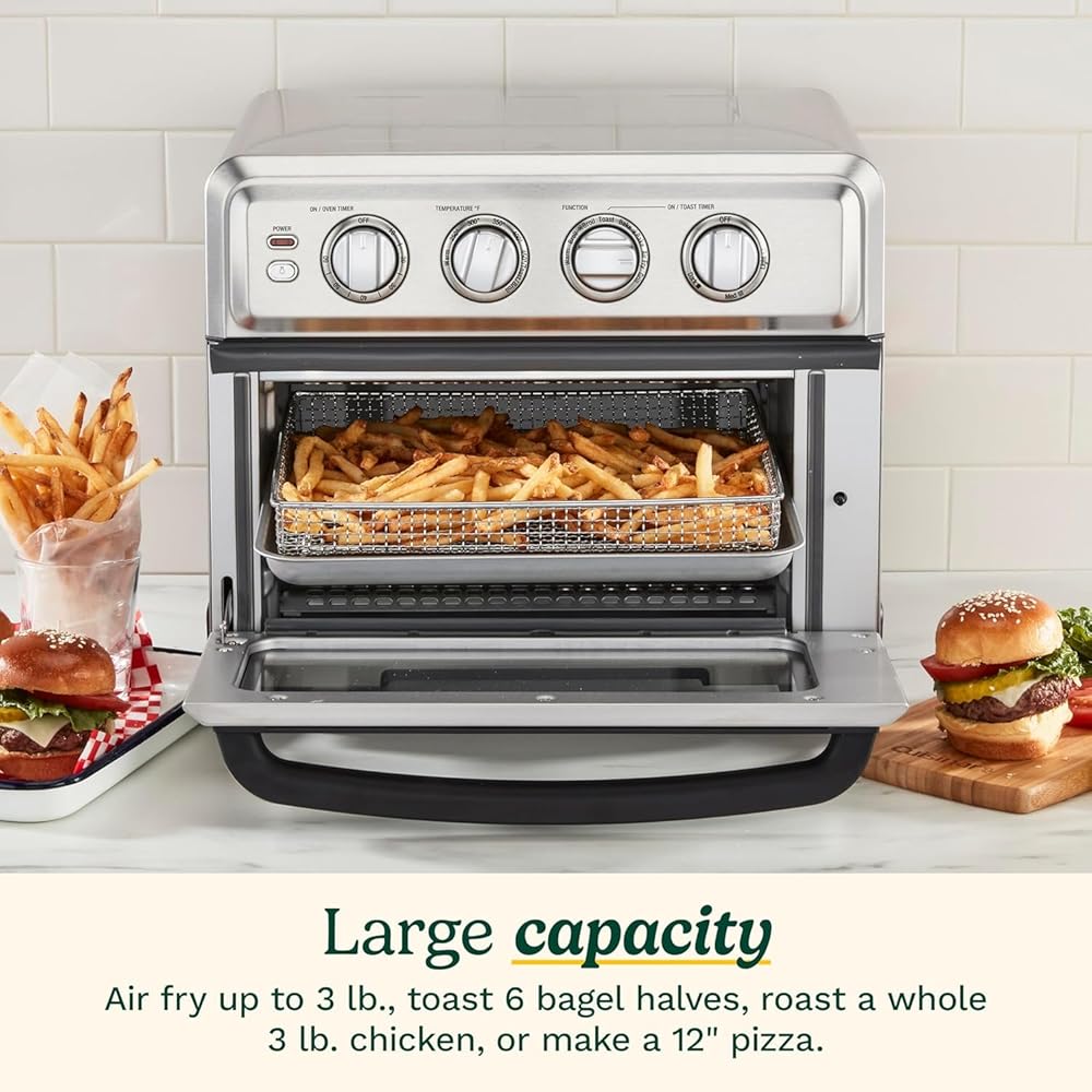 Cuisinart Air Fryer Toaster Oven with Grill, 1800W 8-1 Air Fryer Oven with Bake, Convection Bake, Grill, Broil and Warm Options, Large Capacity, 60-Minute Timer, TOA-70, Stainless Steel : Home & Kitchen