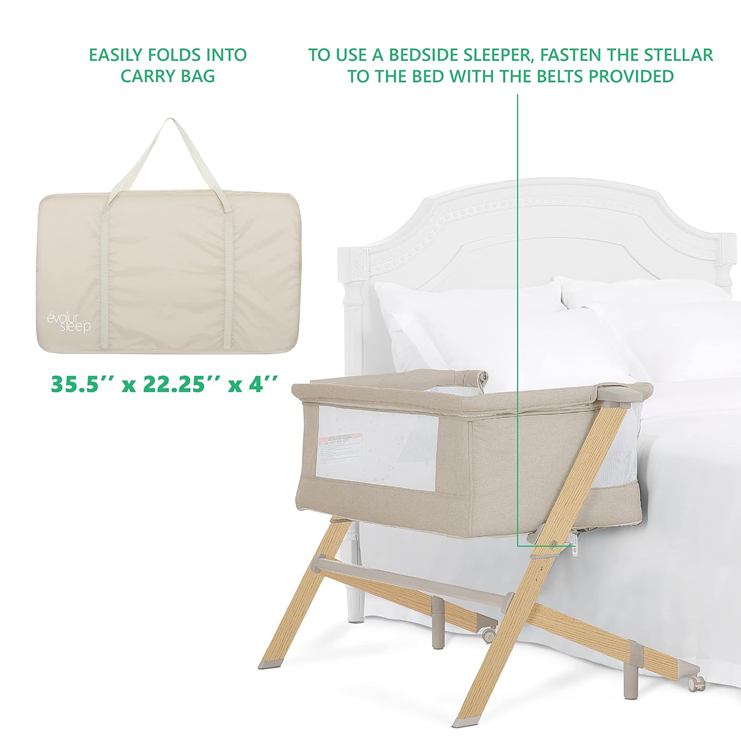 Evolur Stellar Bassinet and Bedside Sleeper, Beige : Baby
