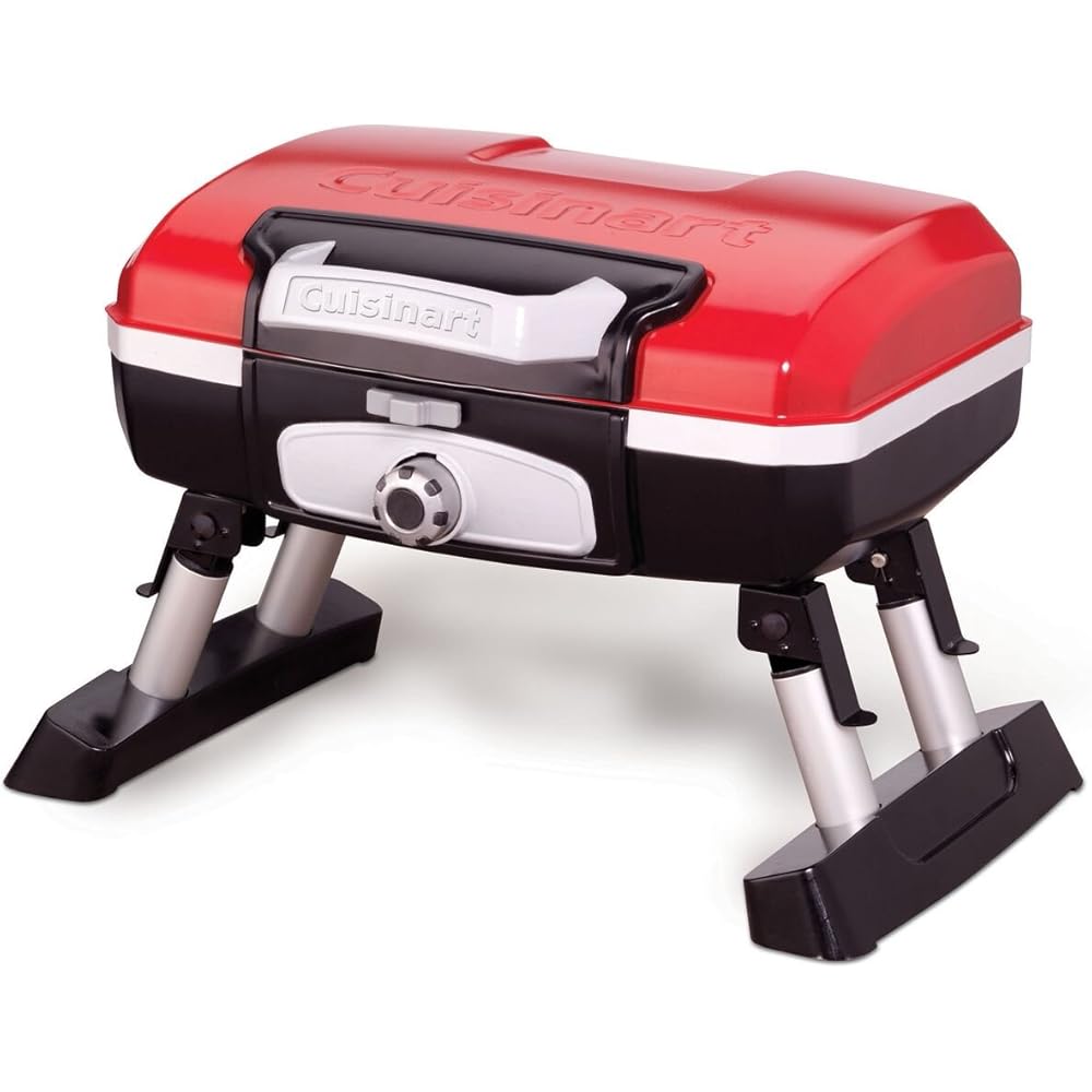 : Cuisinart Petite Gourmet Portable Gas Grill, Compact Portable Grill Propane, 150 Sq. In. Cooking Surface, 5,500 BTU Burner Small Gas Grills for Camping, BBQ, Folding Legs and Carry Handles, Red : Outdoor Tabletop Grills : Sports & Outdoors