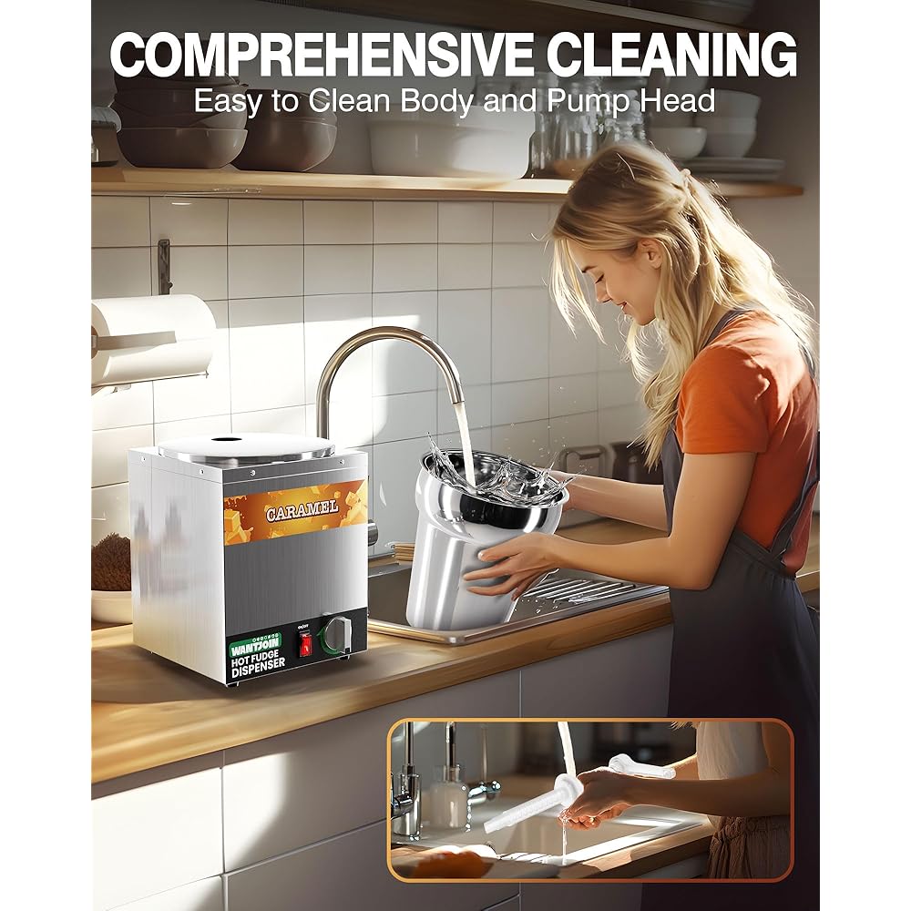 WantJoin 4.6Qt Nacho Cheese Dispenser with Pump - Nacho Cheese Warmer,Stainless Steel Hot Fudge Warmer W/5-Level Temperature Adjustment,Hot Fudge Dispenser for Hot Fudge Cheese Caramel : Home & Kitchen