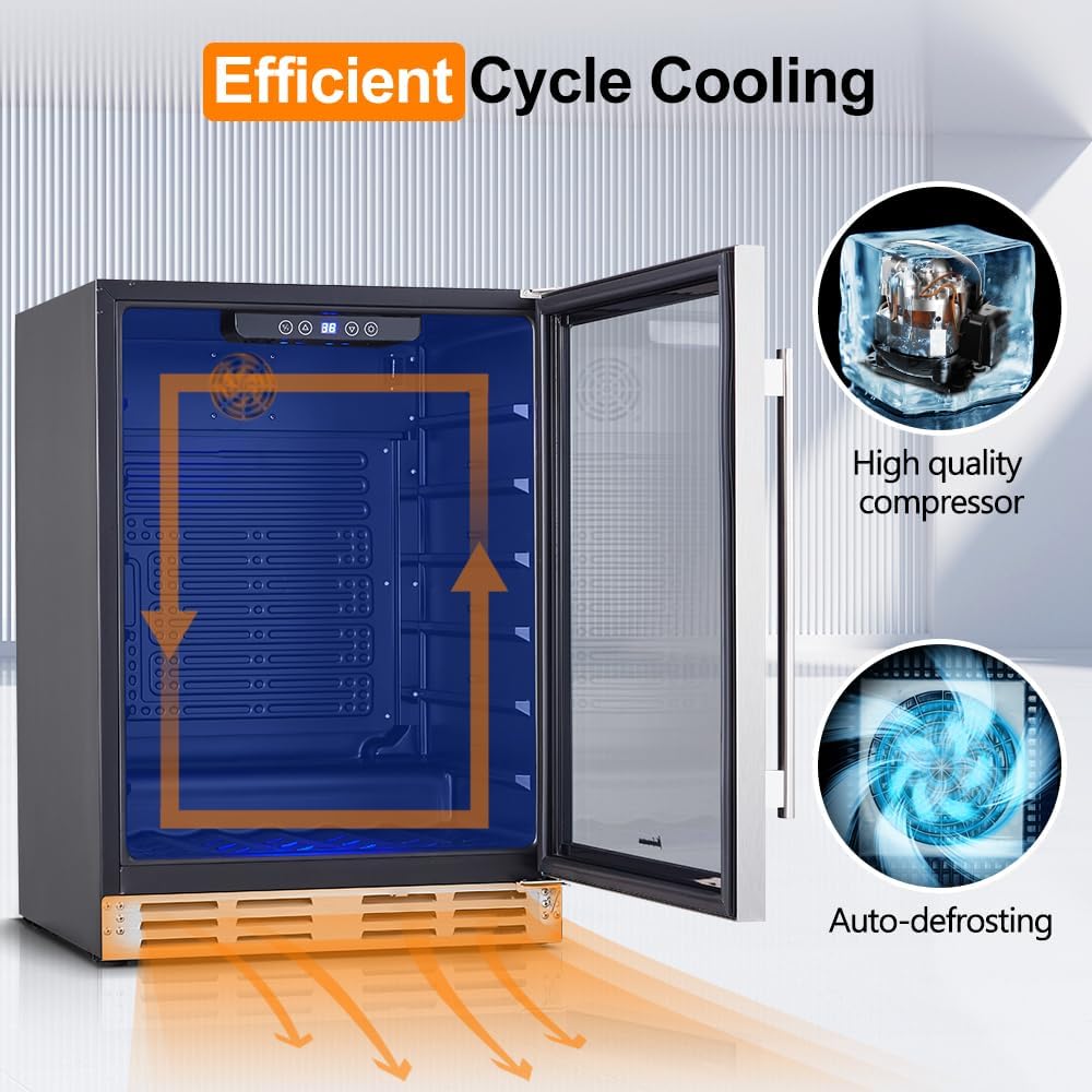 Kalamera Mini Fridge Beverage and Wine Cooler Built-in or Freestanding - 118 Cans & 16 Bottles Capacity Wine Refrigerator Cooler : Appliances