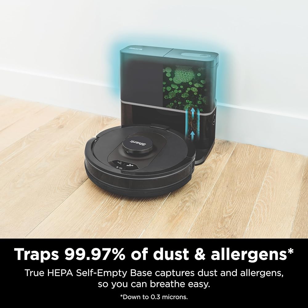 - Shark AV2501S AI Ultra Robot Vacuum, with Matrix Clean, Home Mapping, 30-Day Capacity HEPA Bagless Self Empty Base, Perfect for Pet Hair, Wifi, Dark Grey
