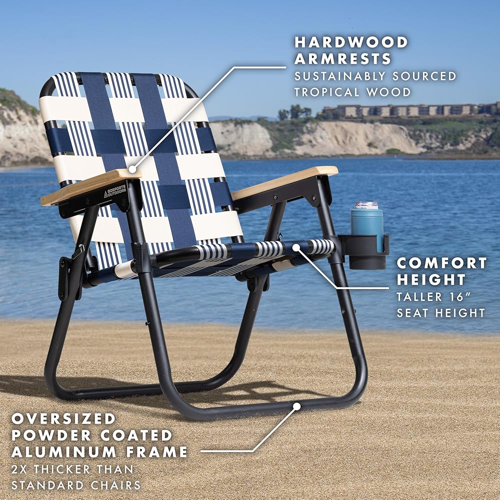 : GoSports Outdoors WOVN Beach Backpack Chair - Premium Folding Camping Chair - 9 Styles Available - LIDO : Sports & Outdoors