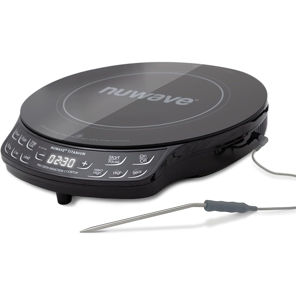 Nuwave Upgraded Induction Cooktop, 3 Wattage Control, Patented Digital Temp Probe, 8”Large Heating Coil, 12”Shatter-Proof Ceramic Glass,106 Temps-Ctrl: Home & Kitchen