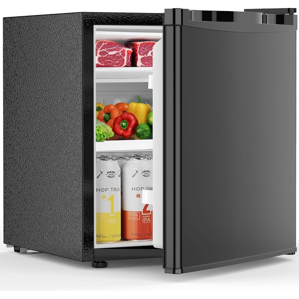 Electactic 1.6 Cu.ft Mini Fridge with Freezer, Compact Single Reversible Door Refrigerator, Adjustable Thermostat, Ultra Quiet, Energy Efficient for Office, Dorm, Bedroom, Apartment -Black: Home & Kitchen