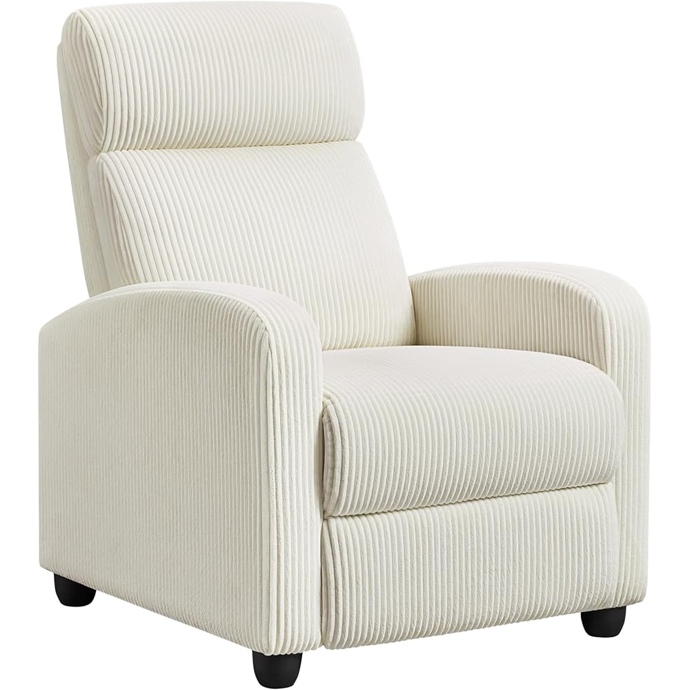 Yaheetech Corduroy Recliner Chair Single Sofa Home Theater Seating Adjustable Modern Reclining Chair for Living Room Bedroom Home Theater Beige : Home & Kitchen