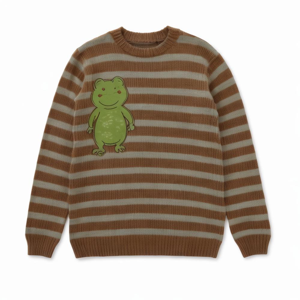 Men's color check sweater contrast color Patchwork round neck loose knitt Long Sleeve Men's Sweater