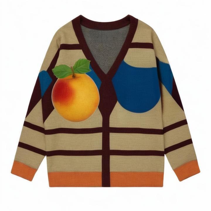 Autumn  Retro Loose Mid-length Knitt Fashion Plaid Cardigan men's cardigan knitt sweater