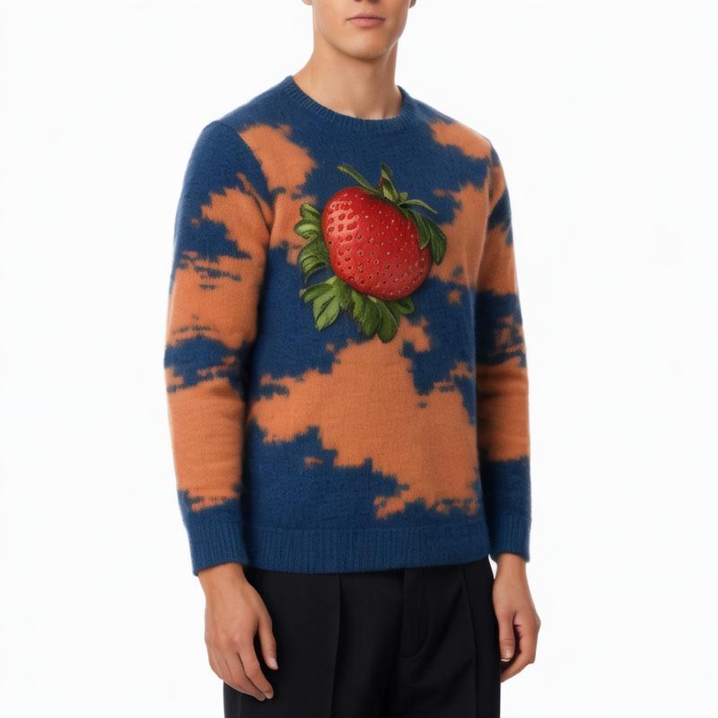 men sweater Long Sleeve Knitt men mohair sweaters knitwear crew neck sweater for men