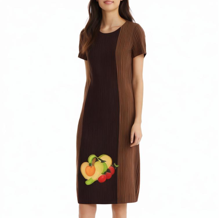 pleat gradient color high quality dress 2024 summer new minimalist and slimming temperament overs dress