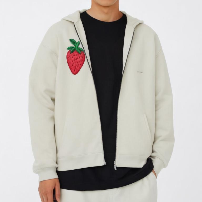 zip up hoodies men's 100% cotton oversize drop shoulder hoodies streetwear hood heavyweight blank zip hoodie for men