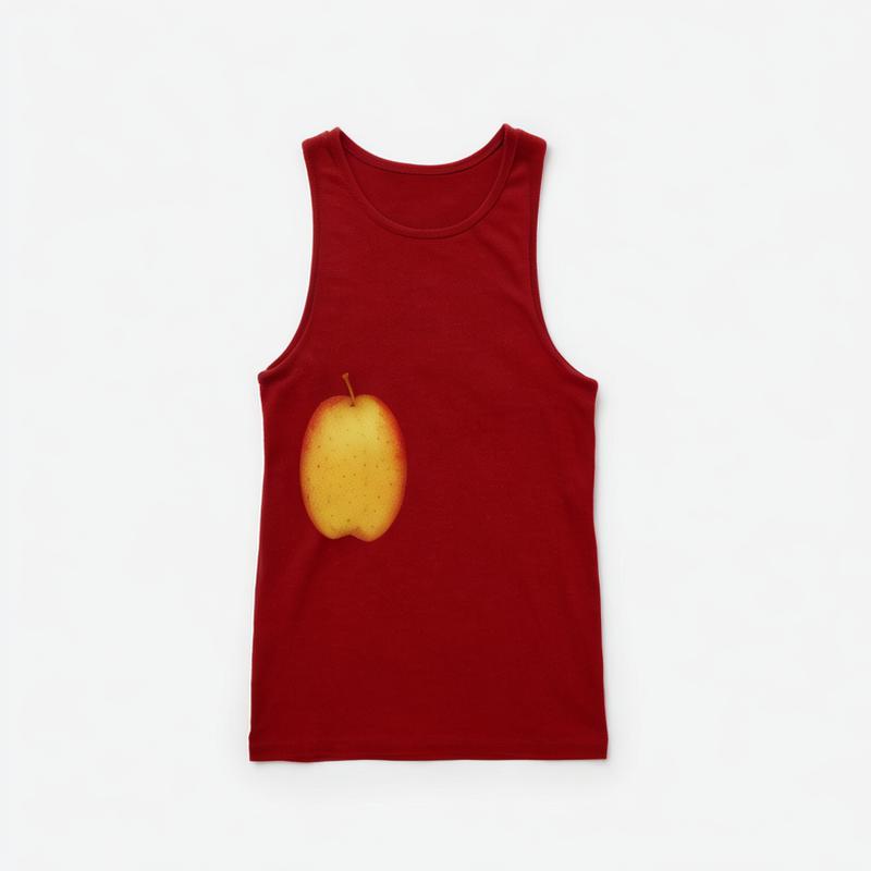 Women's 2024 Early Autumn Red American Casual I-shaped Vest Knitted Sleeveless T-shirt