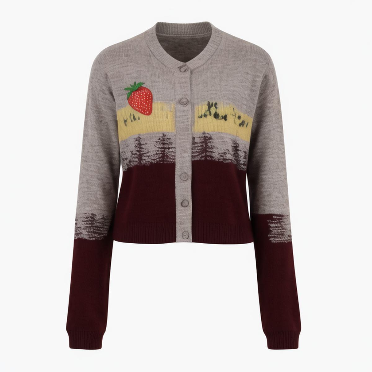 Women's 2024 Summer New European and American Fashion Contrast Color Printed Short Long Sleeve Knitted Cardigan Jacket