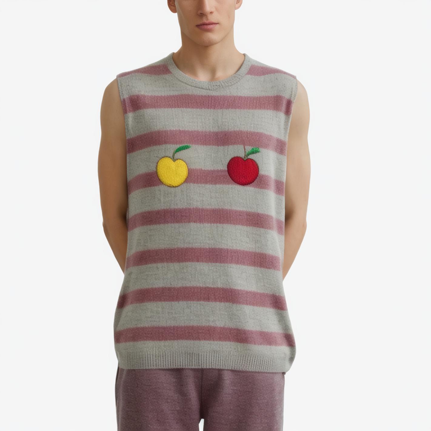 mohair sweater vest pullover Jacquard Pattern Sleeveless knit top winter Fuzzy mohair sweater vest men