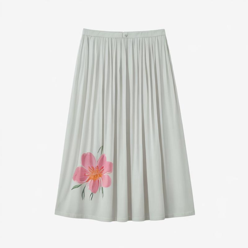 women's clothing 2024 early autumn new wide pleated white midi skirt long skirt pleated skirt