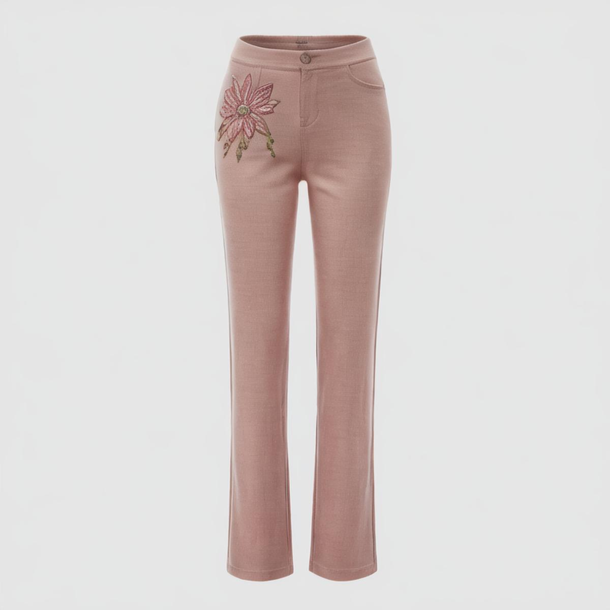 Women's 2024 Summer New Style European and American Fashion Casual Temperament Pink Knitted Trousers