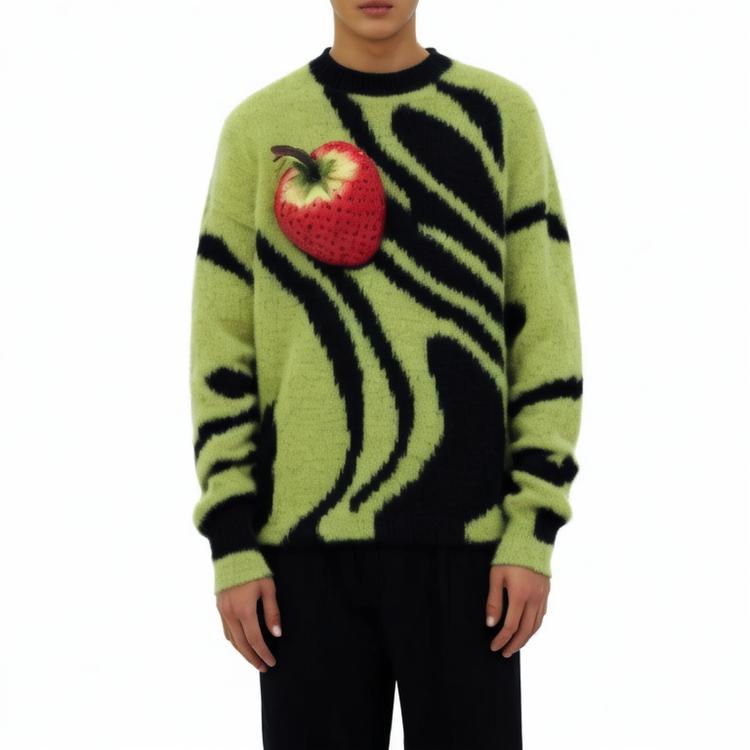 Mohair Jacquard Sweater men pullover Long Sleeve Knitt winter men clothes knit mens sweater