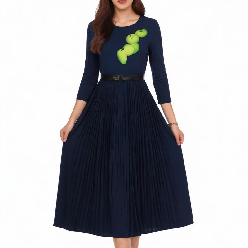 Spring and summer women's new pleat dress solid color elegant casual skirt large size loose fit pleat skirt