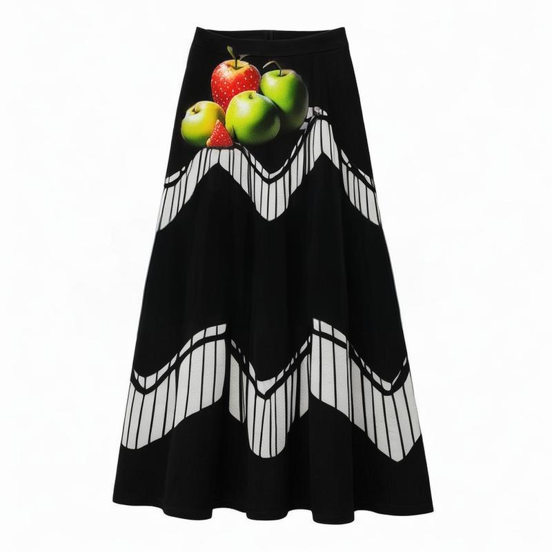 Wholdsales Digital Printing Color Block Long Skirts Women Elegant Formal Career Dress Pleat Satin Madi Skirts