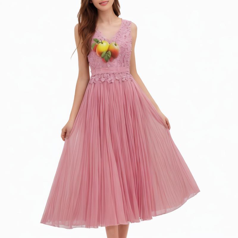 Fashion casual women's dress short sleeve fitt loose large size color pleat skirt office daily A-line skirt