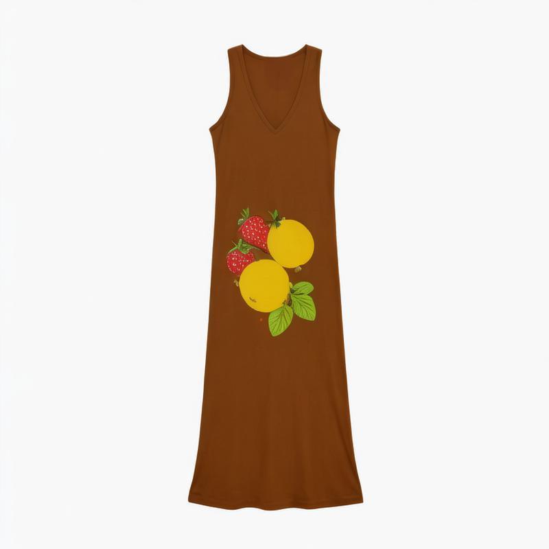 Women 2024 summer New Chic Fashion V-neck vest MIDI Dress Vintage Sleeveless Female Dresses robe Mujer