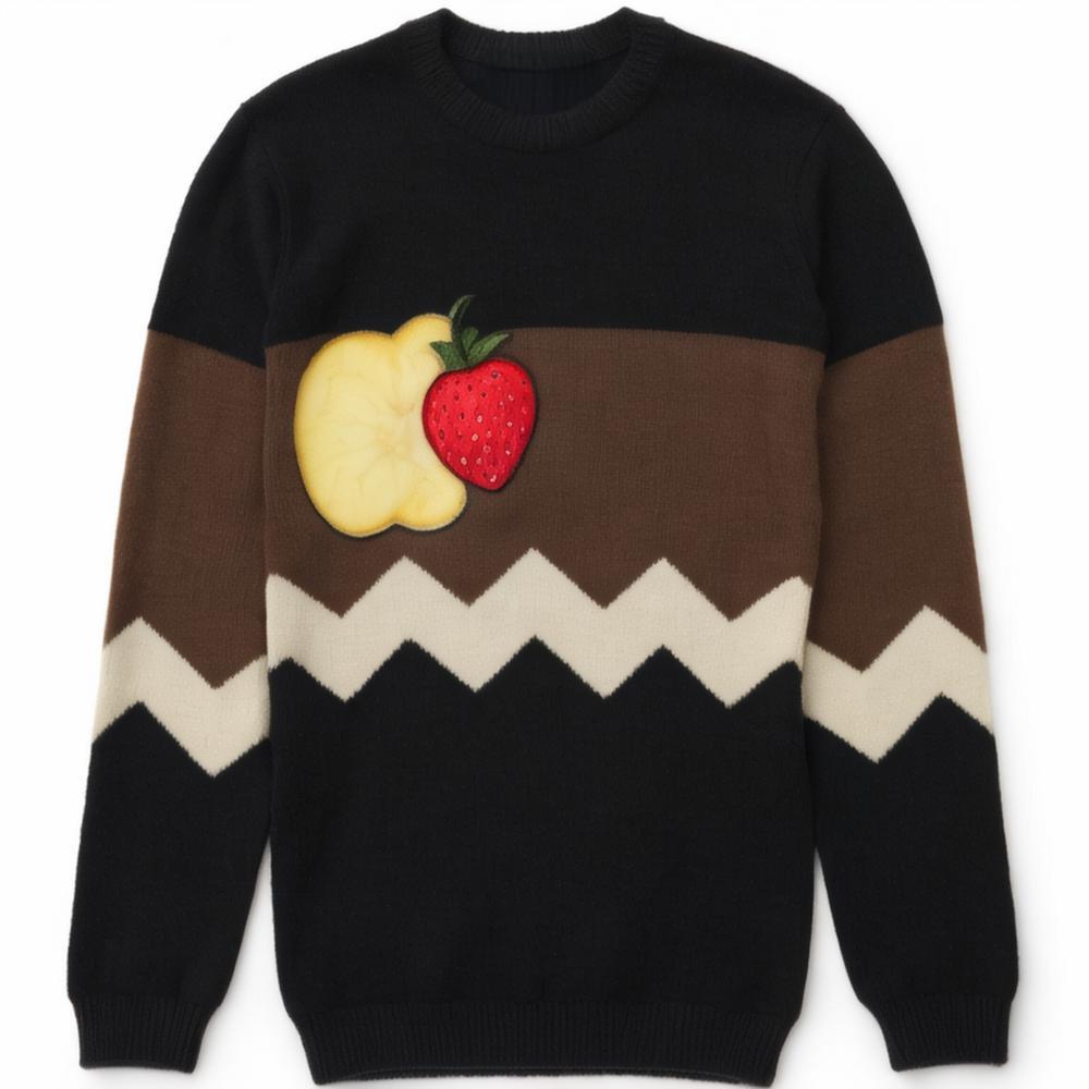 mohair men sweater Fuzzy Jacquard knit pullovers knitwear winter crewneck knitt designer sweater men