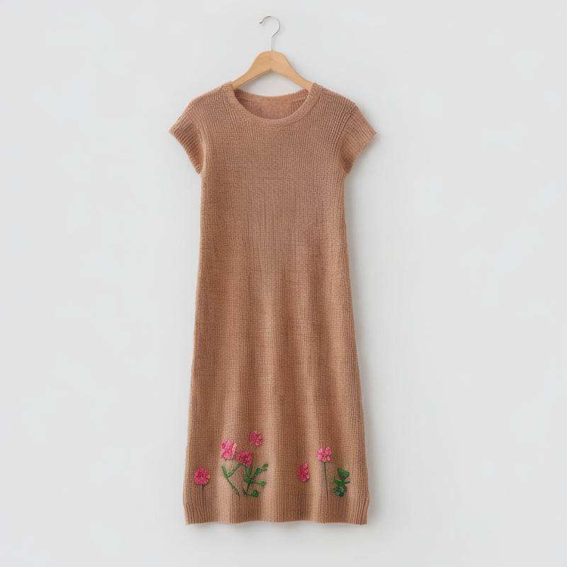 women's clothing 2024 early autumn new French lazy hollow side slit mid-length drop shoulder sleeve knitted vest