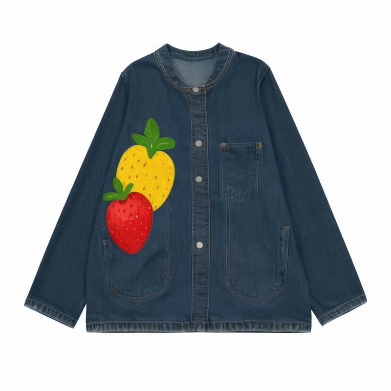 women's clothing 2024 early autumn new all-match slim denim jacket casual version V-neck drop shoulder shirt 1254868