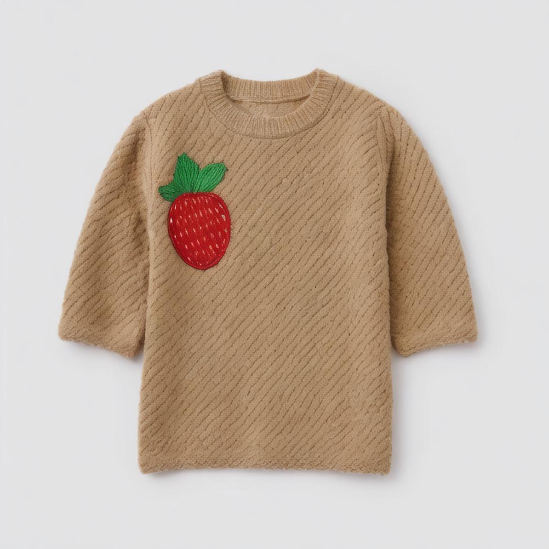 Women 2024 summer New Chic Fashion Laminat decorative Knitt Sweater Vintage O Neck Female Pullovers Chic Tops