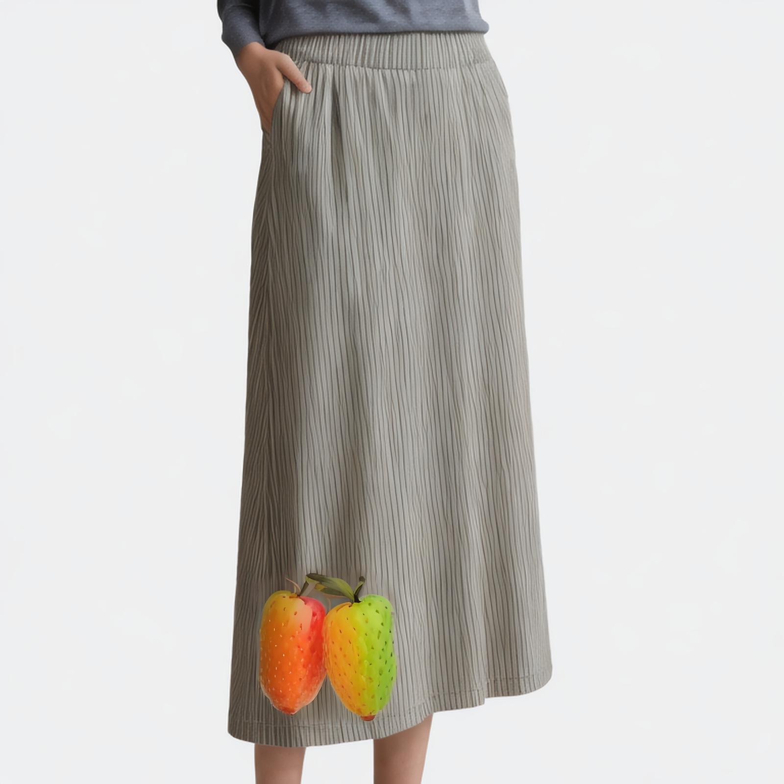 High-end pleat women's skirt side slit temperament over the knee solid color natural waist casual skirt