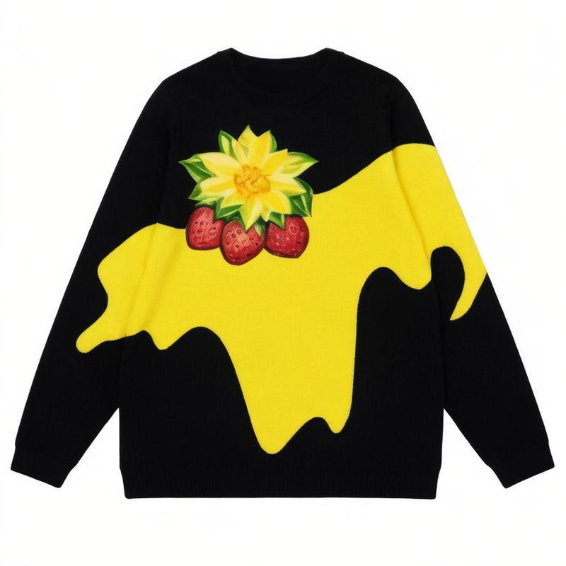 men sweater big bat embroider round-neck pullover blouse fashion sweater pullover sweater men