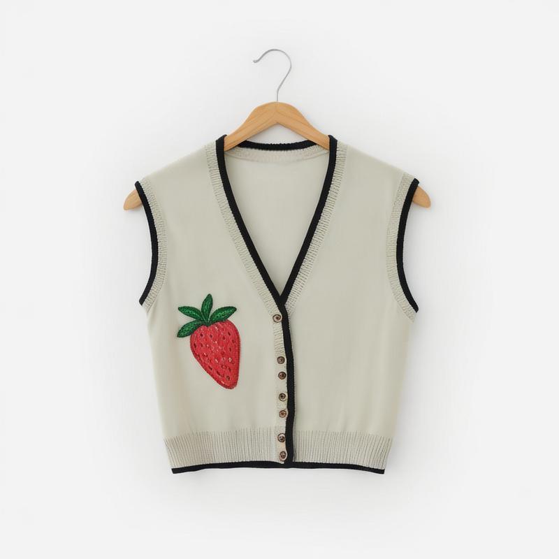 women's clothing 2024 early autumn new French style small fragrance style V-neck knitt vest vest 5699510