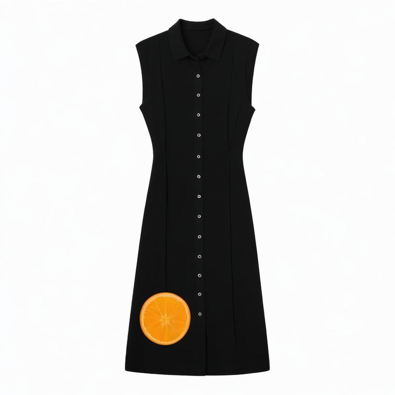 women's clothing 2024 summer new style button-down sleeveless V-neck casual midi shirt dress long skirt 8741225