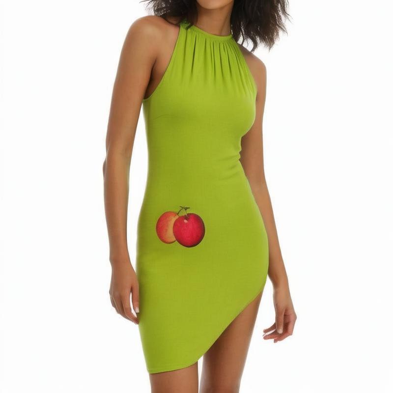 One shoulder neck pleat waist pack hip tight sexy club mini dress