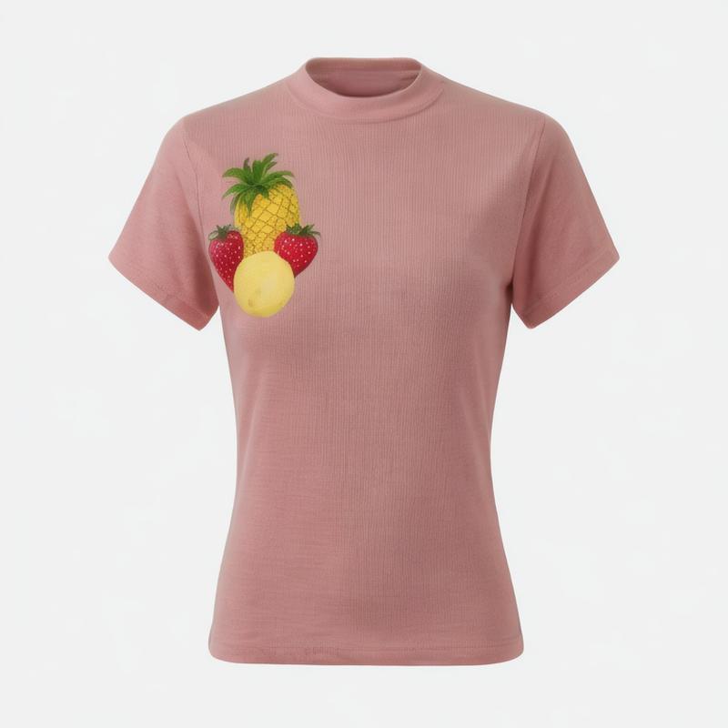 Pleat short-sleev T-shirt 2024 summer new fashion v-neck versatile slim fit top with high-end feel