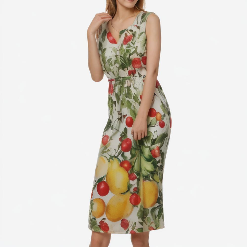 pleats 2024 summer new style paint print dress slim fit fashionable temperament tassel a-line skirt