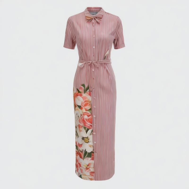 direct supply new 2024 summer pleat lady style temperament commuting medium and long Polo collar long skirt Pleats