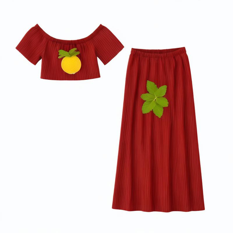 set woman 2 pieces 2024 Fashion Print suit Vintage top tops and MIDI dresses Female Women suit