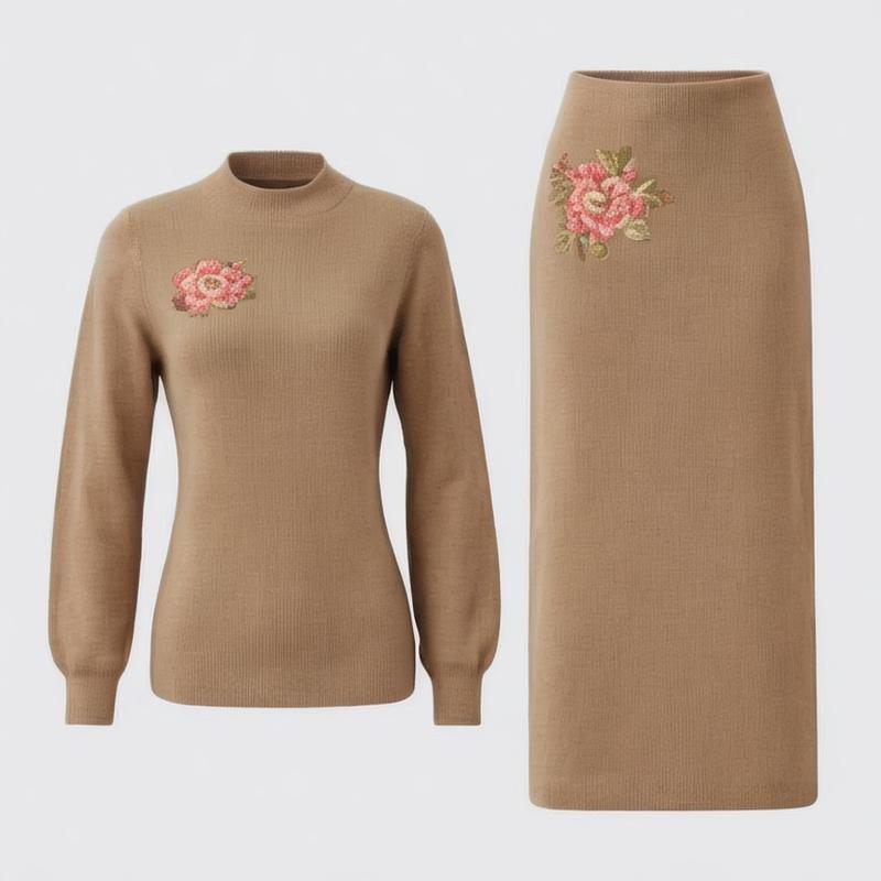 Emboss suit 24 spring and summer new long-sleev fashionable jacquard top slim fit temperament skirt two-piece suit for women