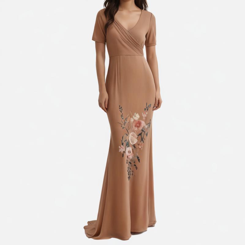 High quality satin halter lace gown knee-length Cowl Neck Cold Shoulder Dress