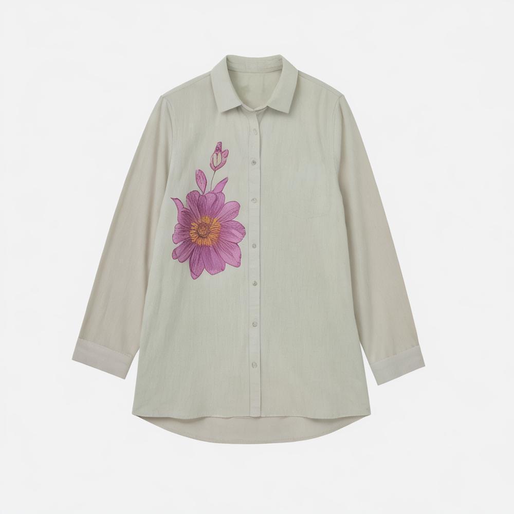 Women 2024 summer New Chic Fashion Series embroider poplin Blouses Vintage Long Sleeve Female Shirts   Chic Tops